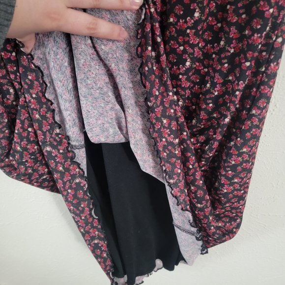 Large Black Floral Xhilaration Short SleeveMini Dress - Picture 5 of 5